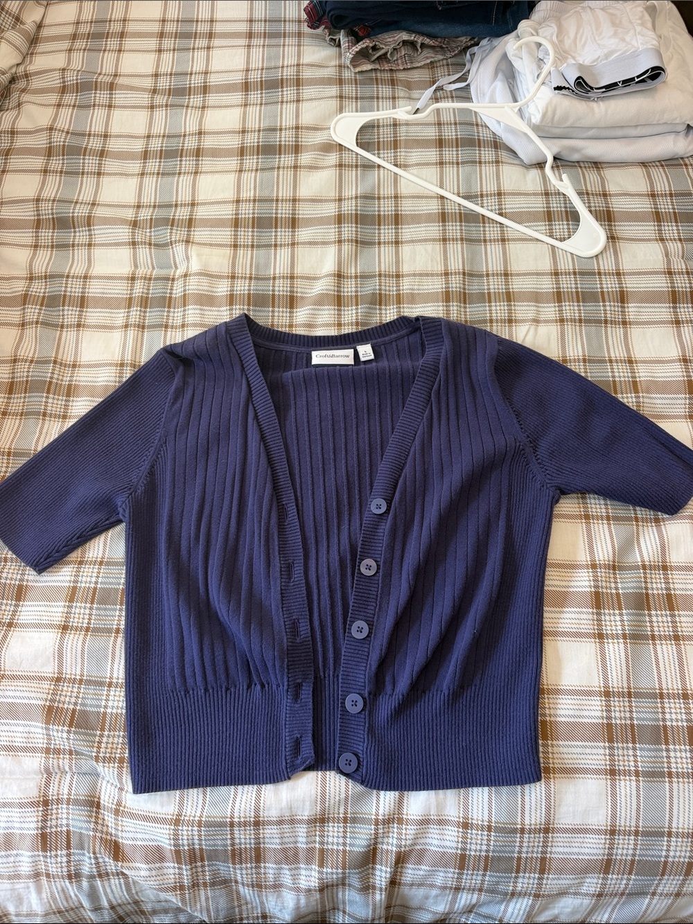 Croft & Barrow Navy Short-Sleeve Ribbed Cardigan
